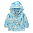 thumbnail image 1 of PINQI Kids Boys Snowsuit Windproof Girls Spring Fall Cute Cartoon Rabbit Print Button Long Sleeve Hooded Windbreaker Jacket for 1 to 5 Years, 1 of 4