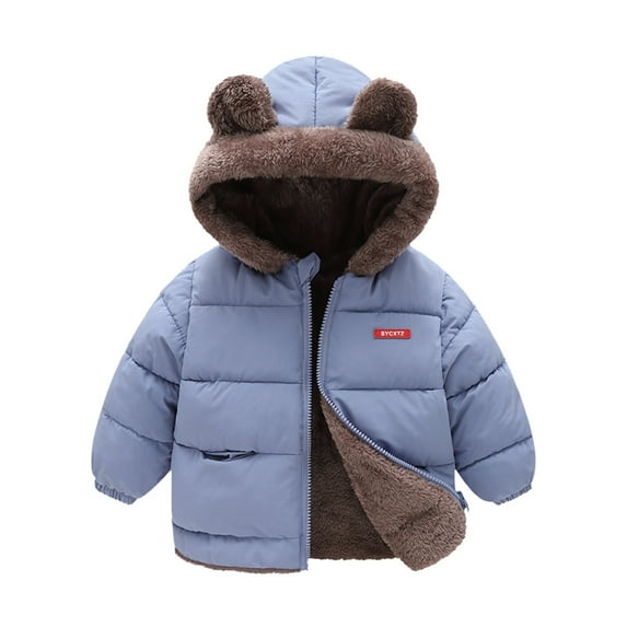 PINQI Kids Cartoon Snowsuit Toddler Boys Girls Winter Coat Bear Ears Hooded with Pocket Jacket Two πΊππ
ππ
Wear Thicken Windproof Zipper Warm Outwear