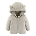 thumbnail image 1 of PINQI Kids Casual Jacket Baby Girls Boys Jacket Bear Ears Hooded Outerwear Zipper Warm Winter Coat for 0 to 24 Months Todddler Warm Outwear, 1 of 3