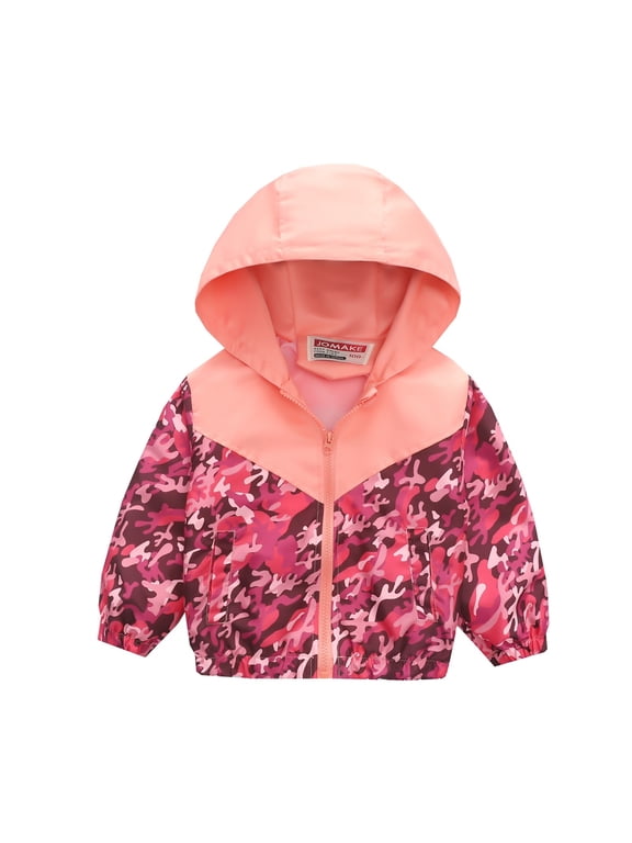 Kids Casual Outwear Toddler Baby Boys Girls Cartoon Dinosaur Rainbow Camouflage Zip Windproof Jacket Hooded Trench Lightweight Kids Coats Windbreaker Casual Outerwear