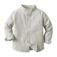 thumbnail image 1 of PINQI Kids Cute Blouse Toddler Boys and Girls Classic Lapel Shirt Cotton Soft Long Sleeve Basic Top for 3 To 13 Years Fall Spring Clothes(Khaki-2,4-5 Years), 1 of 1