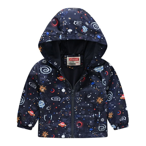 PINQI Kids Cute Jacket Toddler Boys Girls Casual Jackets Printing Cartoon Hooded Outerwear Zipper Coats Long Sleeve Windproof Coats