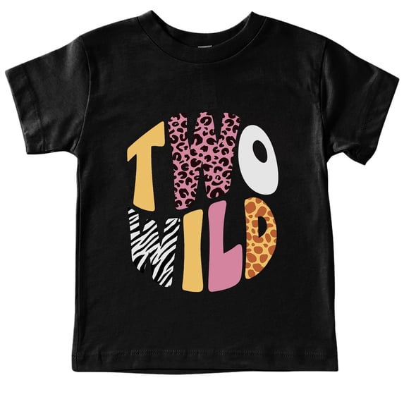 PINQI Kids Cute Tops Teenager Unisex Top Short Sleeved T Shirt TWO WILD Fun Print Round Neck T Shirt for Children 3 to 13 Years