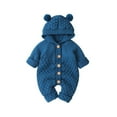 thumbnail image 1 of PINQI Kids Fashion Knitted Cardigan Sweater Baby Girl Boy Winter Warm Coat Knit Outwear Long Sleeve Hooded Jumpsuit Fall Winter Clothes(Dark Blue,3-6 Months), 1 of 4