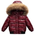 thumbnail image 1 of PINQI Kids Fuzzy Hooded down Jackets Snap Buttons Zipper Puffer Coats Boys Girls Winter Windproof Warm Outwear with Pockets, 1 of 5