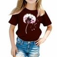 thumbnail image 1 of PINQI Kids Graphic Tees Cute Cat Sunflower T Shirts Girls Summer Short Sleeve Tops Cotton Crewneck Athletic Basic Tee, 1 of 5