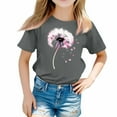 thumbnail image 1 of PINQI Kids Graphic Tees Cute Cat Sunflower T Shirts Girls Summer Short Sleeve Tops Cotton Crewneck Athletic Basic Tee, 1 of 5