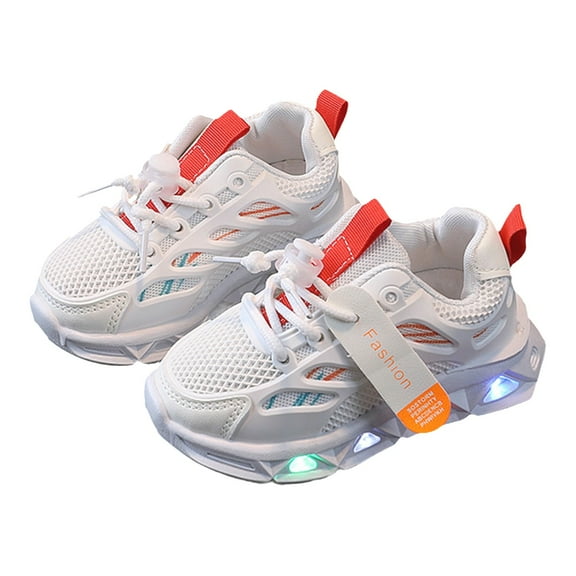 PINQI Kids Light Up Sneakers Boys Girls Soft Sole Breathable Sport Shoes LED Glowing Luminous Tennis Sneakers for Outdoor