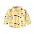 thumbnail image 1 of PINQI Kids Long Sleeve Tops Toddler Baby Boys' Fashion Dinosaur Print Long Sleeve Shirt Button Down Lapel Button Down Shirt Patchwork Blouse (Yellow-1,12-18 Months), 1 of 6