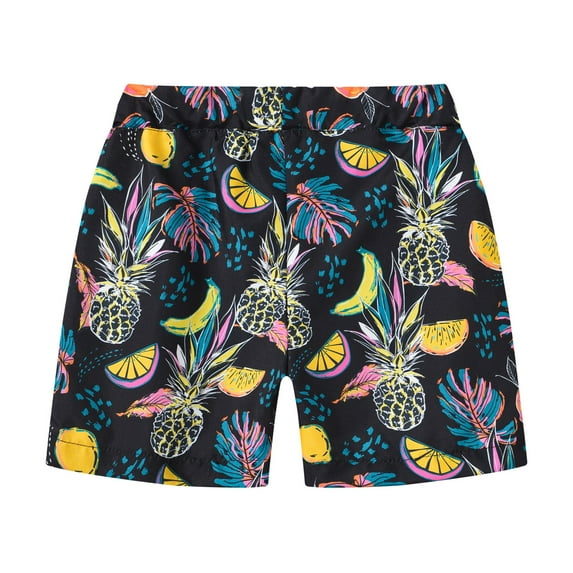 PINQI Kids Pull On Short Pants Boys Girls Summer Leisure Vacation Cute Cartoon Printing Beach Pants Fashion Sports Shorts with Pockets