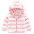 thumbnail image 1 of PINQI Toddler Cartoon Tops Toddler Boys Girls Winter Long Sleeve Fashion Stripe Thick Warm Hooded Tops Soft Coat Zipper Jacket, 1 of 7