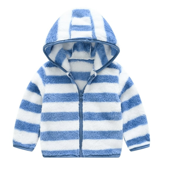 PINQI Kids Sport Outwear Toddler Boys Girls Winter Long Sleeve Fashion Stripe Thick Warm Hooded Tops Soft Zipper Coat Jacket
