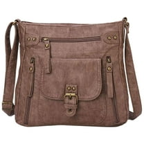 PINQI Ladies Fashion One Shoulder Bag Retro Small Square Bag Women's Multiple Pockets Bag Soft Bag with Large Capacity Travel Work (A,One Size)