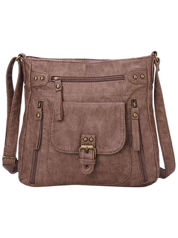 Ladies Fashion One Shoulder Bag Retro Small Square Bag Women's Multiple Pockets Bag Soft Bag with Large Capacity Travel Work (A,One Size)