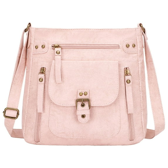 PINQI Ladies Fashion One Shoulder Bag Retro Small Square Bag Women's Multiple Pockets Bag Soft Bag with Large Capacity Travel Work (Red,One Size)