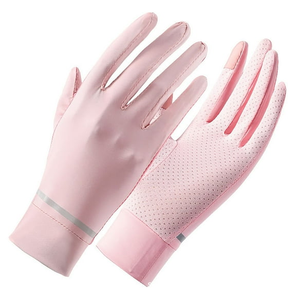 PINQI Ladies Lightweight Mittens Women's Gloves Full Finger Screen Gloves Ice Silk Two Finger Gloves Cycling Gloves Breathable Summer Driving Gloves(PK2,One Size)