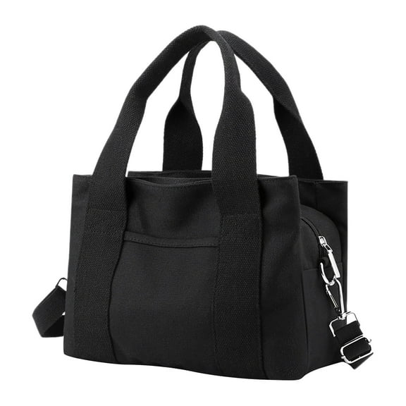 PINQI Ladies Shoulder Bag Large Capacity Canvas Bag Casual Handbag Bag Work Class Handbag Women's Retro Casual Handbags Work Tote Bag (Black,One Size)