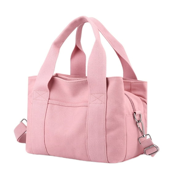 PINQI Ladies Shoulder Bag Large Capacity Canvas Bag Casual Handbag Bag Work Class Handbag Women's Retro Casual Handbags Work Tote Bag (Pink,One Size)