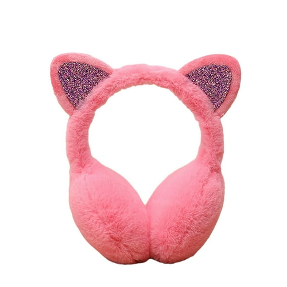 PINQI Ladies Warm Ear Cover Thinking Girls Ear Soft Cat Earmuffs Ear Women Classic Unisex Winter Warm Earmuffs for Cold Weather Outdoor Activities(Hot Pink,One Size)