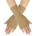 thumbnail image 1 of PINQI Ladies Warm Gloves for Riding&nbsp;Women Cold Weather Insulated Solid Color Multicolor Wool Short Striped Knit Half Finger Gloves Gloves Mitten Fingerless Arm Gloves(C,One Size), 1 of 5