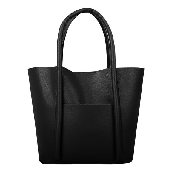 PINQI Large Tote Bag for Women Work Solid Color Large Capacity Shoulder Bag Ladies Fashion Leather Travel Purses and Handbags(Black,One Size)