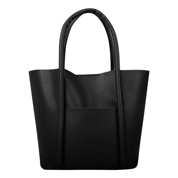 PINQI Large Tote Bag for Women Work Solid Color Large Capacity Shoulder Bag Ladies Fashion Leather Travel Purses and Handbags(Black,One Size)