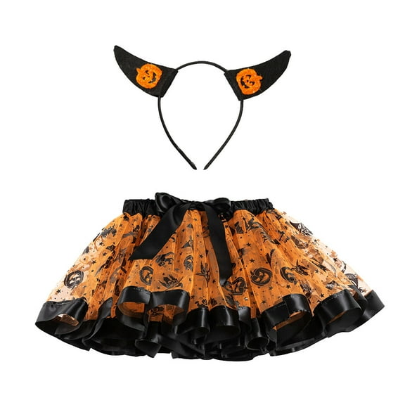 PINQI Lightweight Short Skirt for Baby Kids Girls Tutu Halloween Party Dance Ballet Toddler Baby Skirt Hairband Girl Tutu Skirt Birthday Tutu Skirts for Girls