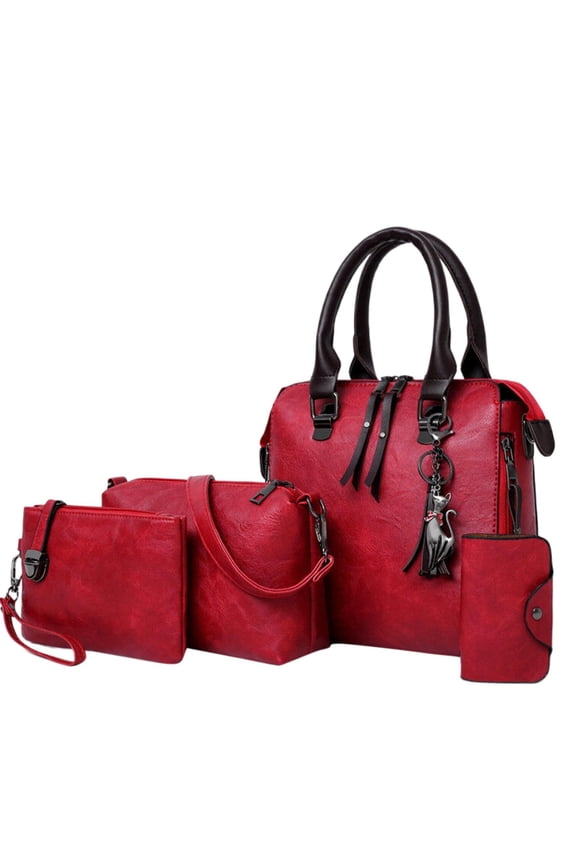 Lightweight Tote Bag Set for Women Teen Girls Fashion Handbags Wallet Tote Bag Shoulder Bag Top Handle Satchel Purse Set 4pcs(RD1,One Size)