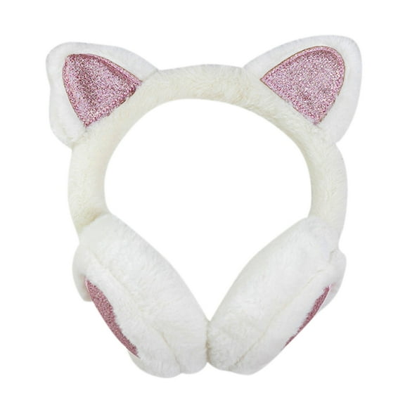 PINQI Men's Autumn Ear Warmer Winter Warm Earmuffs Are Soft and Warm Knitted Plush Earmuffs for Cold Weather Outdoor Activities(White,One Size)