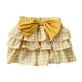 thumbnail image 1 of PINQI Party Sundress for Children Baby Girl Summer Thin Plaid Print with Bow Girls Ruffle Pleated Short Skirt Inside with Shorts, 1 of 4