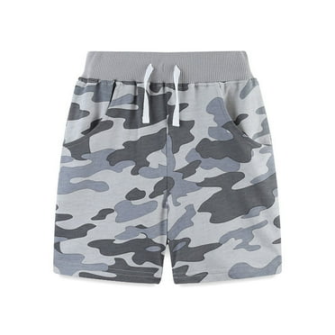 PINQI Pull On Shorts for Toddler Boys Summer Pants Knitted Cotton Sports Shorts Small Children Drawstring Camouflage Casual Five Pants