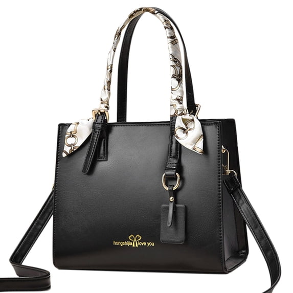 PINQI Purses and Handbags for Women's,Ladies Tote Bag Fashion Handbags Ladies Purse Satchel Shoulder Bags PU Leather Bag(Black,One Size)
