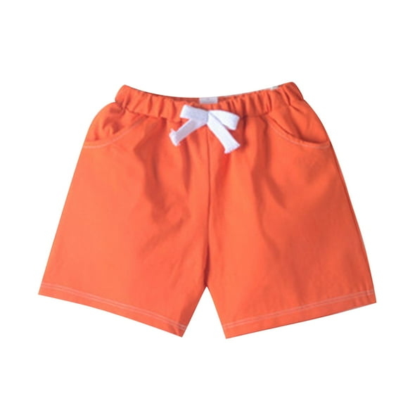 PINQI Children's Cotton Shorts Sports Pants Spring Summer Elastic Waist Comfortable Casual Boys and Girls Drawstring Shorts(N-A,4-5 Years)