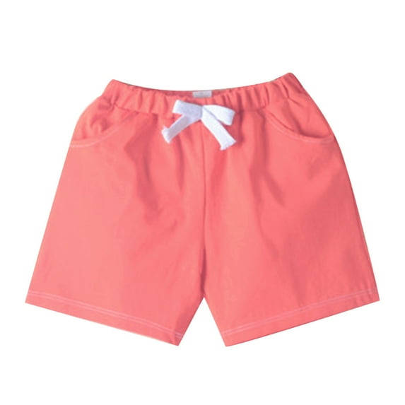 PINQI Children's Cotton Shorts Sports Pants Spring Summer Elastic Waist Comfortable Casual Boys and Girls Drawstring Shorts(P-A,18-24 Months)