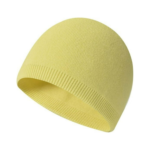 PINQI Snow Skull Cap for Men's and Women's Fashionable Warm Knitted Hat Small Woolen Hat Casual Hat Knit Beanie Winter Hat Cold Weather(Gold,One Size