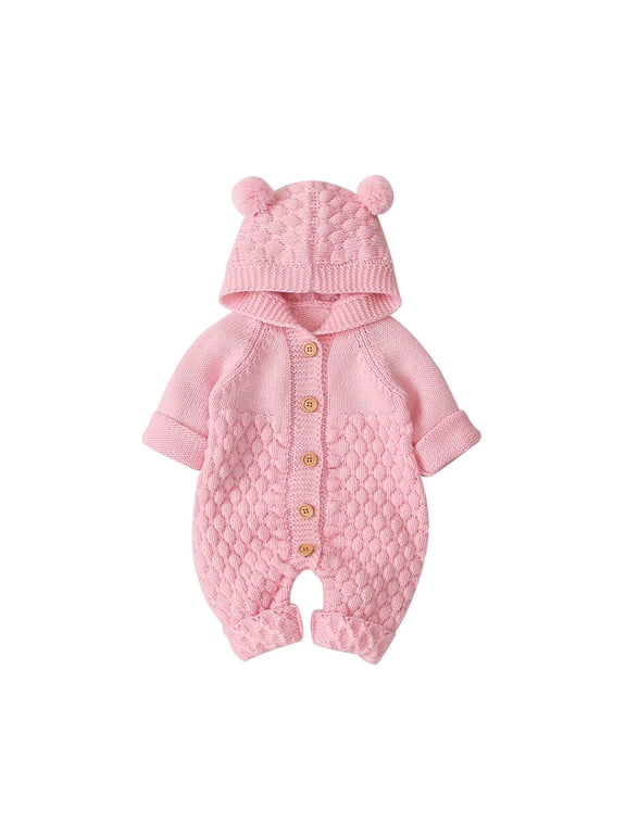 Sport Clothing for Baby Baby Girl Boy Winter Warm Coat Knit Outwear Autumn Winter Hooded Jumpsuit for 0 to 24 Months