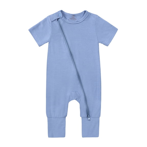 PINQI Spring Bodysuit for Baby Baby Cotton Rompers Footless Pajamas Zipper Short Sleeve Sleeper Jumpsuit for 0 to 24 Months