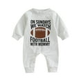 thumbnail image 1 of PINQI Summer Outfit Clothes Baby Girls Boys Football English Printed Long Sleeve Cotton Long Pants Crawling Suit Soft and Comfy Bodysuit(1-Coffee,6-12 Months), 1 of 8