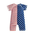 thumbnail image 1 of PINQI Summer Short Pants for Children Swimwear For Toddler Baby Boys Swimsuit Independence Day Star Stripe Pattern Short Sleeve Zipper Front Bathing Suit, 1 of 8