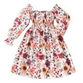 thumbnail image 1 of PINQI Swing Dress for Little Girls Toddler Girls Long Sleeve Floral Prints Princess Dress Dance Party Dresses for 2 to 7 Years, 1 of 9