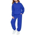 thumbnail image 1 of PINQI Teen Girls 2 Piece Jogging Set Plain Pullover Hoodies Sweatpants Sweatsuits Fleece Warm Tracksuits with Pockets Outfits, 1 of 4