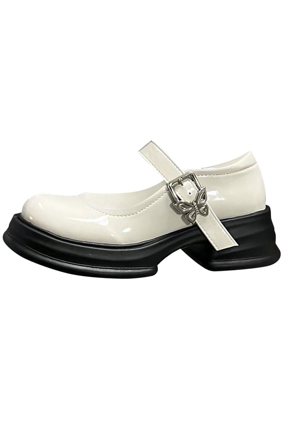 Teen Girls Platform Mary Janes Chunky Heel Platform Pumps Leather Shoes Girls Round Toe Uniform School Dress Shoes