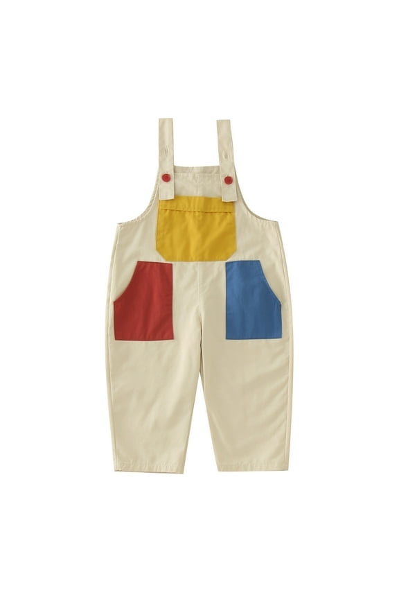 Toddler Boy Girl Jumpsuits Adjustable Straps Fashion Cotton Overalls for Kids Patchwork Bib Overalls Hip Hop Suspender