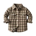thumbnail image 1 of PINQI Toddler Boys Girls Shirt Coat Jacket Plaid Long Sleeve Kids Turn Down Collar Button Tops with Pocket Outwear for Girls Boys Spring Fall(F-1,5-6 Years), 1 of 8