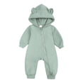 thumbnail image 1 of PINQI Toddler Boys Girls Solid Color Cloud Fashion Zipper Hooded Short Ear Romper Crawling Suit Baby Cute Hooded Pocket Jumpsuit(3-Green,6-9 Months), 1 of 7