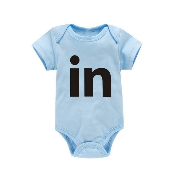 PINQI Toddler Casual Clothes Cute Baby Solid Letter Print Cotton Bodysuit Crawler Alphabet Twin Printed Twin Baby Short Sleeve Jumpsuit(1-J,3-6 Months)