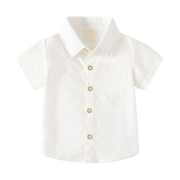 PINQI Toddler Casual Tops Little & Big Boys Solid Color Short Sleeve Button Down Shirt With Pockets For 2 To 8 Years Old Multi Color Optional