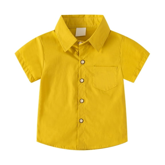 PINQI Toddler Casual Tops Little & Big Boys Solid Color Short Sleeve Button Down Shirt With Pockets For 2 To 8 Years Old Multi Color Optional