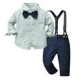 thumbnail image 1 of PINQI Toddler Clothing Sets Kids Boys Christmas Suit Long Sleeve Formal Dress Shirts Tops Suspenders Pants Child Kids Gentleman Outfits 2PCS Clothes(Green-B,6-12 Months, 1 of 6