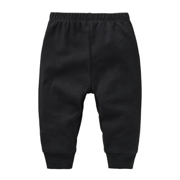 PINQI Toddler Cute Pants Children's Pants Plain Pants Casual Boys Basic Girls Baby Solid Color Children's Pants 0 1 Years Old Elastic Waist Sweatpants(Black,0-3 Months)